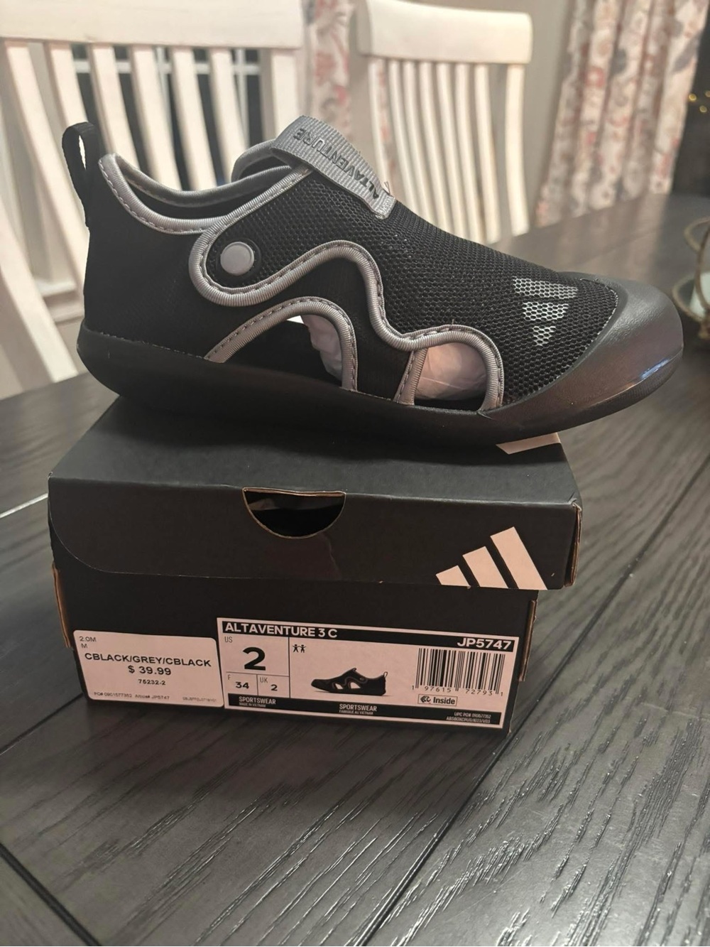 adidas Kids Altaventure 3 C Slip-On Water Shoes in Black and Grey
